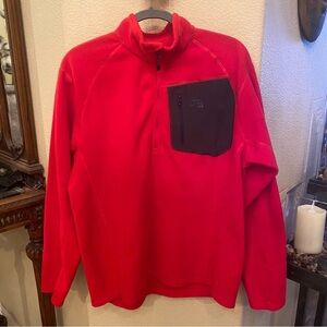 THE NORTH FACE Men Red 3/4 Zipped Fleece Polartec Pullover Sweater Size Large